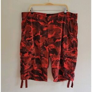 Jordan Craig Red Camouflage Baggy Cargo‎ Shorts 42 Edgy Grunge Relaxed Street